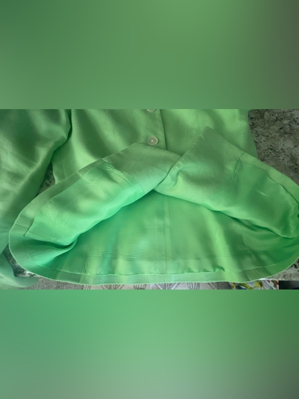 Vintage Y2K Lauren Ralph Lauren Green Linen Button-Front Blazer Jacket Size 10 - Picture 8 of 11